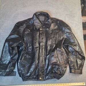 MAXAM Genuine Leather Jacket Mens 2X Black Top‎ Grain Lambskin Patchwork Bomber